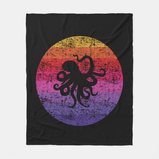 Oktopus Retro Fleecedecke (Vorderseite)