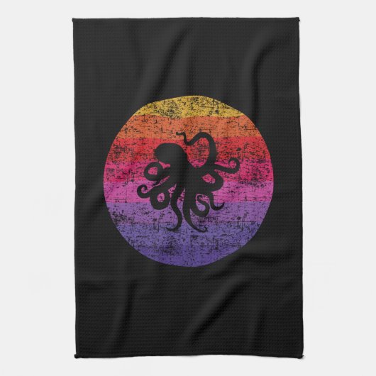 Oktopus Retro Geschirrtuch (Vertikal)
