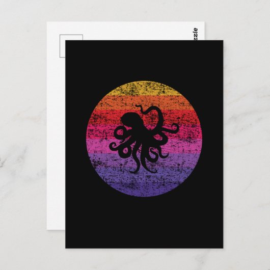 Oktopus Retro Postkarte (Vorne/Hinten)