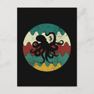 Oktopus Retro Postkarte