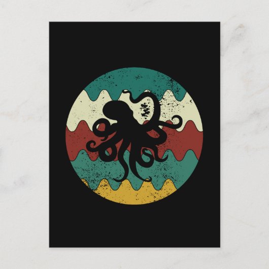 Oktopus Retro Postkarte (Vorderseite)