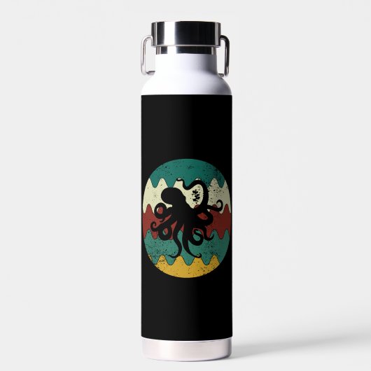 Oktopus Retro Trinkflasche (Vorne)
