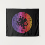 Oktopus Retro Wandteppich (Vorderseite (Horizontal))