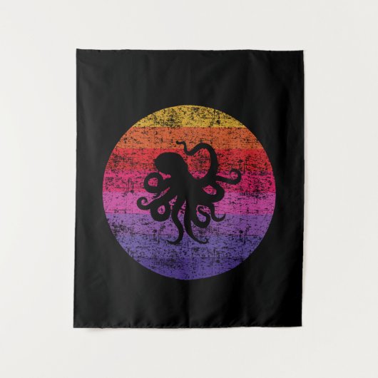 Oktopus Retro Wandteppich (Vorderseite)