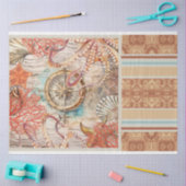 Oktopus, rosa Muscheln der Koralle, Kompass-Dekodi Seidenpapier (Basteln)