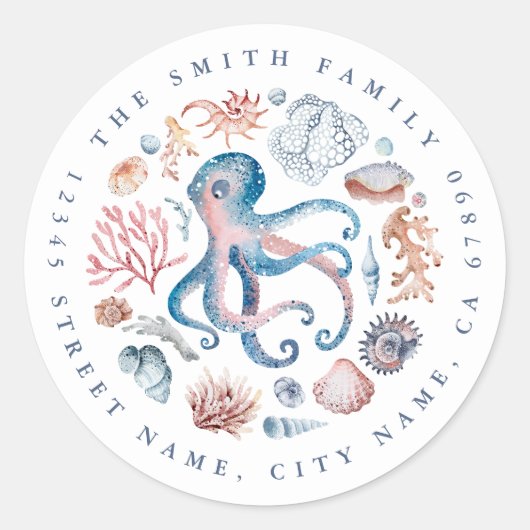 Oktopus Round Stickers (Vorderseite)