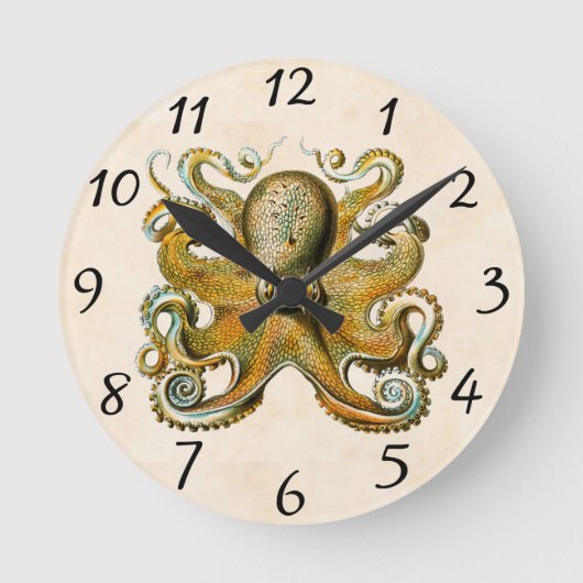 Oktopus Runde Wanduhr (Vorderseite)