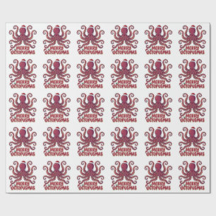 Oktopus Santa Hut Weihnachtsbeleuchtung Oktopusmas Geschenkpapier