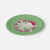 Oktopus santa-Kranz-Wüstenpoinsettie Pappteller (Schrägansicht)