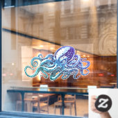 Oktopus Schöne Kunst Fensteraufkleber (Café-Fenster)