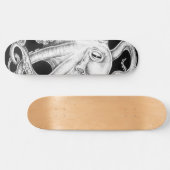 Oktopus Schwarz-Weiß-Tinte Skateboard (Horizontal)