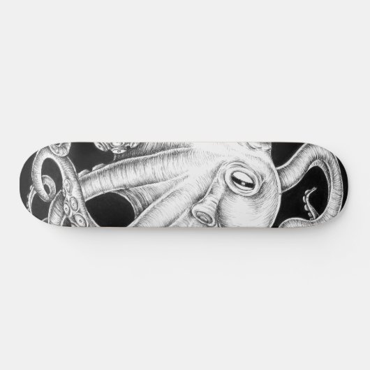 Oktopus Schwarz-Weiß-Tinte Skateboard (Horizontal)