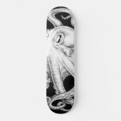 Oktopus Schwarz-Weiß-Tinte Skateboard (Vorderseite)