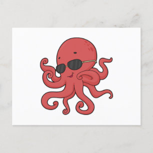 Oktopus Sonnenbrille Postkarte