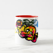 Oktopus Spaß Zweifarbige Tasse (Mittel)
