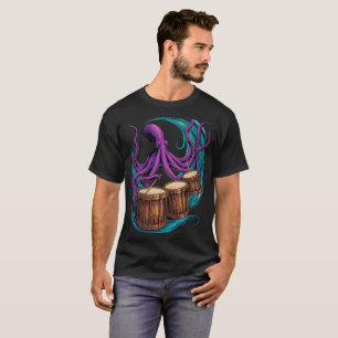 Oktopus spielt Schlagzeug im Shirt
