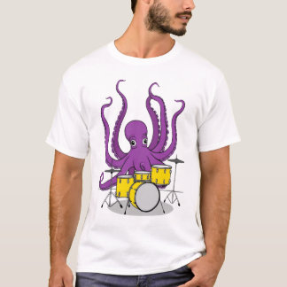 Oktopus spielt Schlagzeug im Shirt