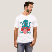 Oktopus spielt Schlagzeug im Shirt (Vorne ganz)