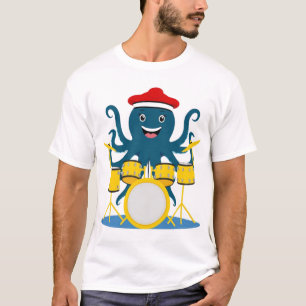 Oktopus spielt Schlagzeug im Shirt
