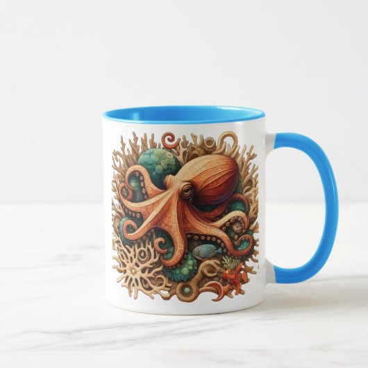 Oktopus spielt Trommeln im Ozean Tasse (Rechts)