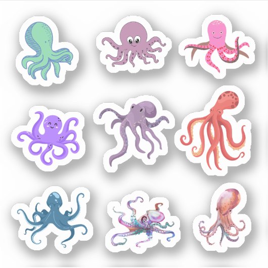 Oktopus Stickers Aufkleber (Vorderseite)