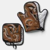 Oktopus Tentacles Ofenhandschuh & Topflappen-Set (Vorderseite/Rückseite)