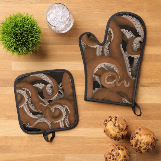 Oktopus Tentacles Ofenhandschuh & Topflappen-Set (Oben Unten)