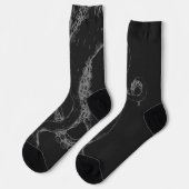 Oktopus-Tentakel grau auf schwarzen Socken (Linkes Detail)