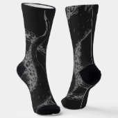 Oktopus-Tentakel grau auf schwarzen Socken (Gewinkelt)