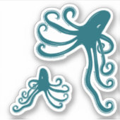 Oktopus Tiefsee, Ozeankreatur, Octopi Aufkleber (Vorderseite)