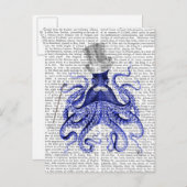 Oktopus über Stadt Postkarte (Vorne/Hinten)