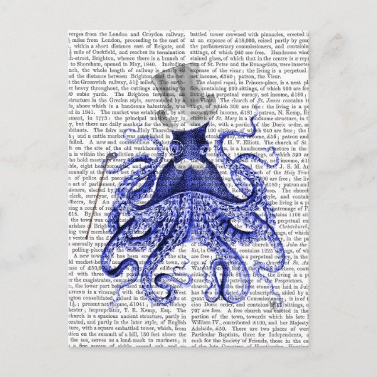 Oktopus über Stadt Postkarte (Vorderseite)