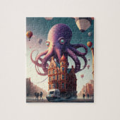 Oktopus überholt städtisches Puzzle (Vertikal)
