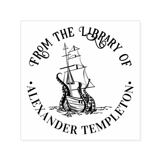 Oktopus ummantelt Schiffsbibliotheksname Permastempel (Design)