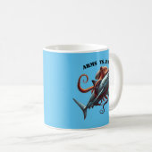 Oktopus umschlungen um einen großen weißen Hai URM Kaffeetasse (VorderseiteRechts)