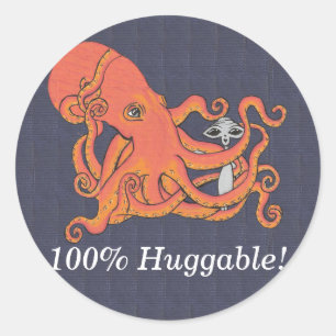 Oktopus und Alien Friend 100% schwer Runder Aufkleber