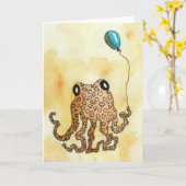 Oktopus und Ballon Karte (Gelbe Blume)
