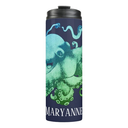 Oktopus und Name Thermosbecher (Vorderseite)
