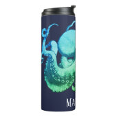 Oktopus und Name Thermosbecher (Nach links gedreht)