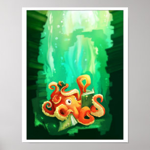 Oktopus und seine Bücher Poster