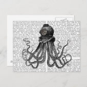 Oktopus und Tauchhelm Postkarte (Vorne/Hinten)