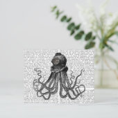 Oktopus und Tauchhelm Postkarte (Stehend Vorderseite)