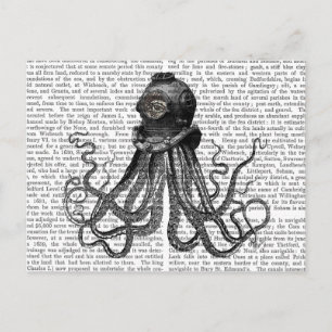 Oktopus und Tauchhelm Postkarte