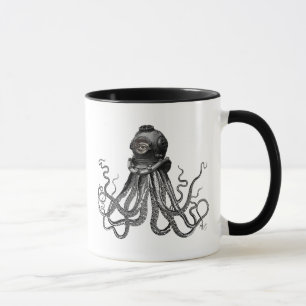 Oktopus und Tauchhelm Tasse