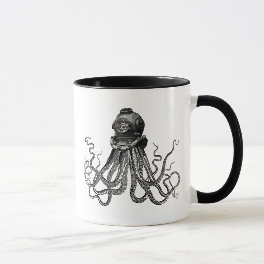 Oktopus und Tauchhelm Tasse (Rechts)