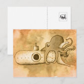 Oktopus und Unterseeboot Postkarte (Vorne/Hinten)