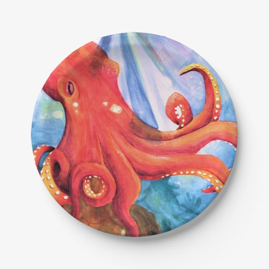 Oktopus "Unter dem Meer" Pappteller (Vorderseite)
