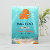 Oktopus unter der Meeresgeburtseinladung Einladung (Stehend Vorderseite)