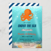 Oktopus unter der Meeresgeburtseinladung Einladung (Vorne/Hinten)