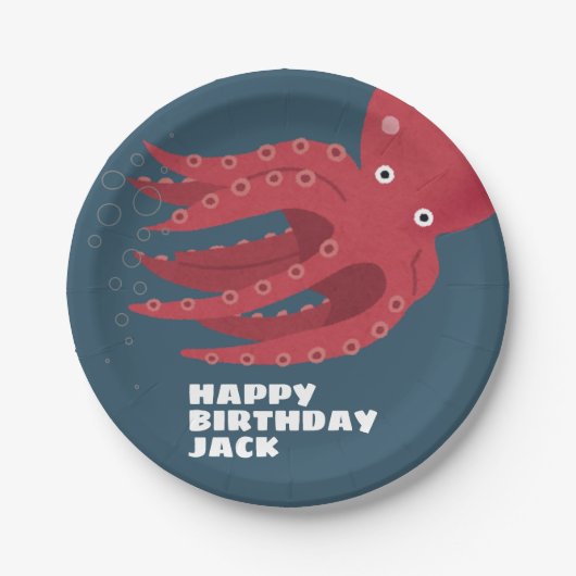 Oktopus Untersee Pappteller (Vorderseite)